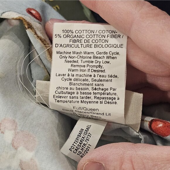 Pottery Barn Duvet Cover Winter Cardinal Blue Full Queen Holly Berry 86'Wx84"L - Picture 9 of 10